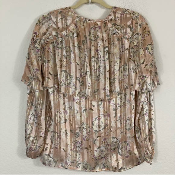 CHELSEA & VIOLET FLORAL VICTORIAN V NECK BLOUSE, XS - Picture 4 of 11